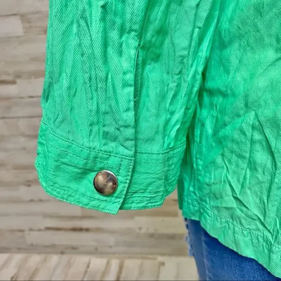 Zenergy by Chico’s Hayden Jacket Womens Size Chico's 2 or L Crinkle Green - Picture 8 of 14